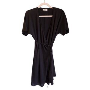 Aritzia Babaton Dress Small Black Women's Wallace Wrap Mini Dress LBD